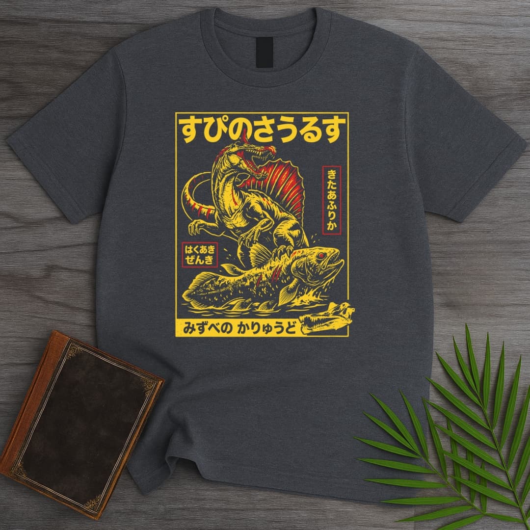 T-Shirt Dark Heather / S Japanese Spinosaurus Mirabilis Poster T-Shirt