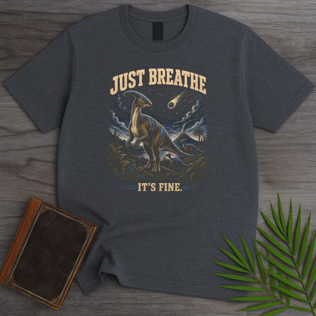 T-Shirt Dark Heather / S Just Breath Parasaurolophus T-Shirt