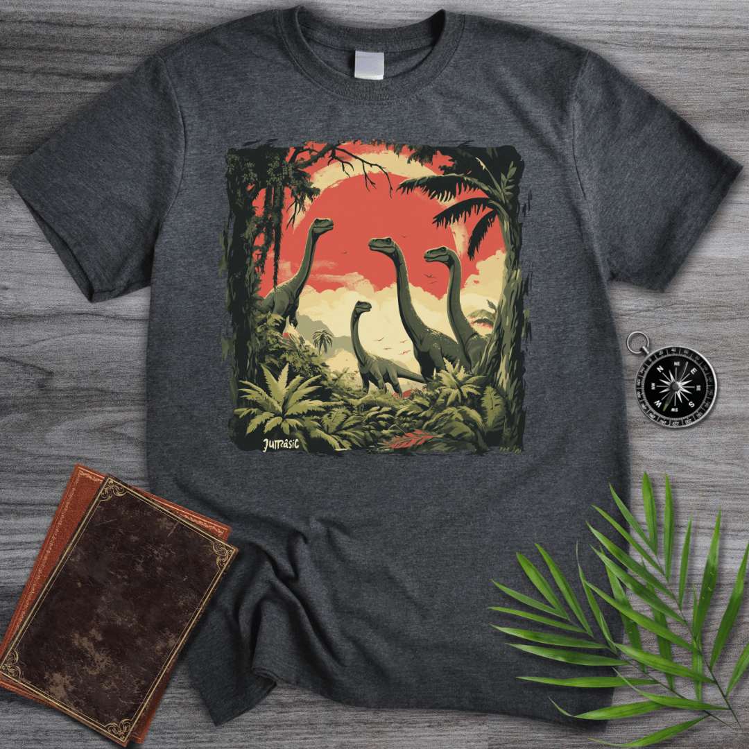 T-Shirt Dark Heather / S Longneck Dinosaur Jurassic Family T-Shirt