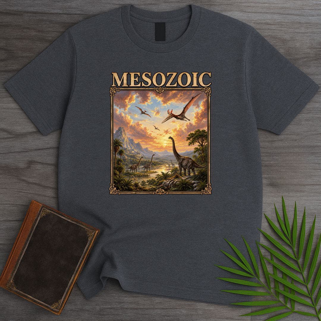 T-Shirt Dark Heather / S Mesozoic Dinosaur Landscape T-Shirt
