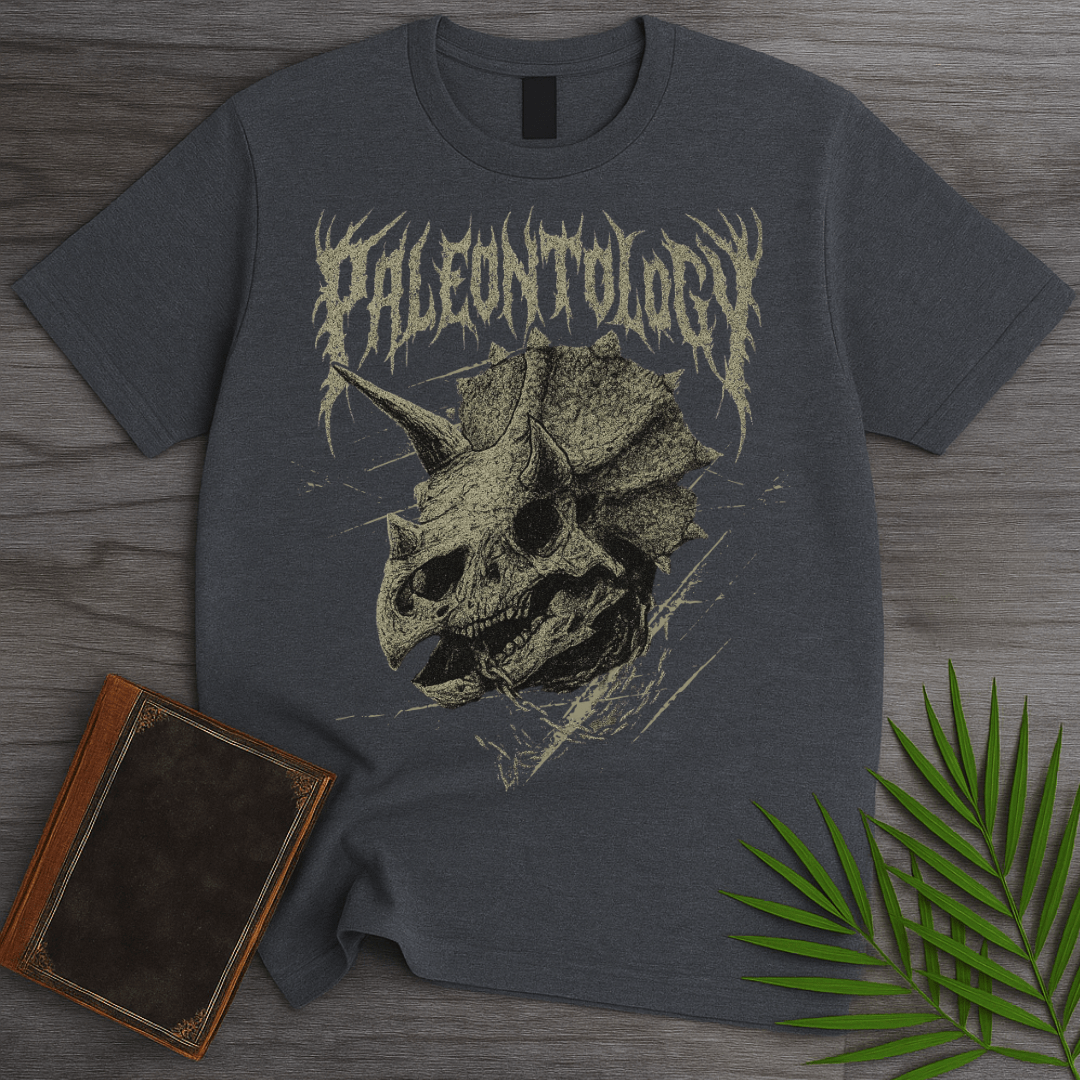 T-Shirt Dark Heather / S Metal Triceratops Skull & Chains T-Shirt