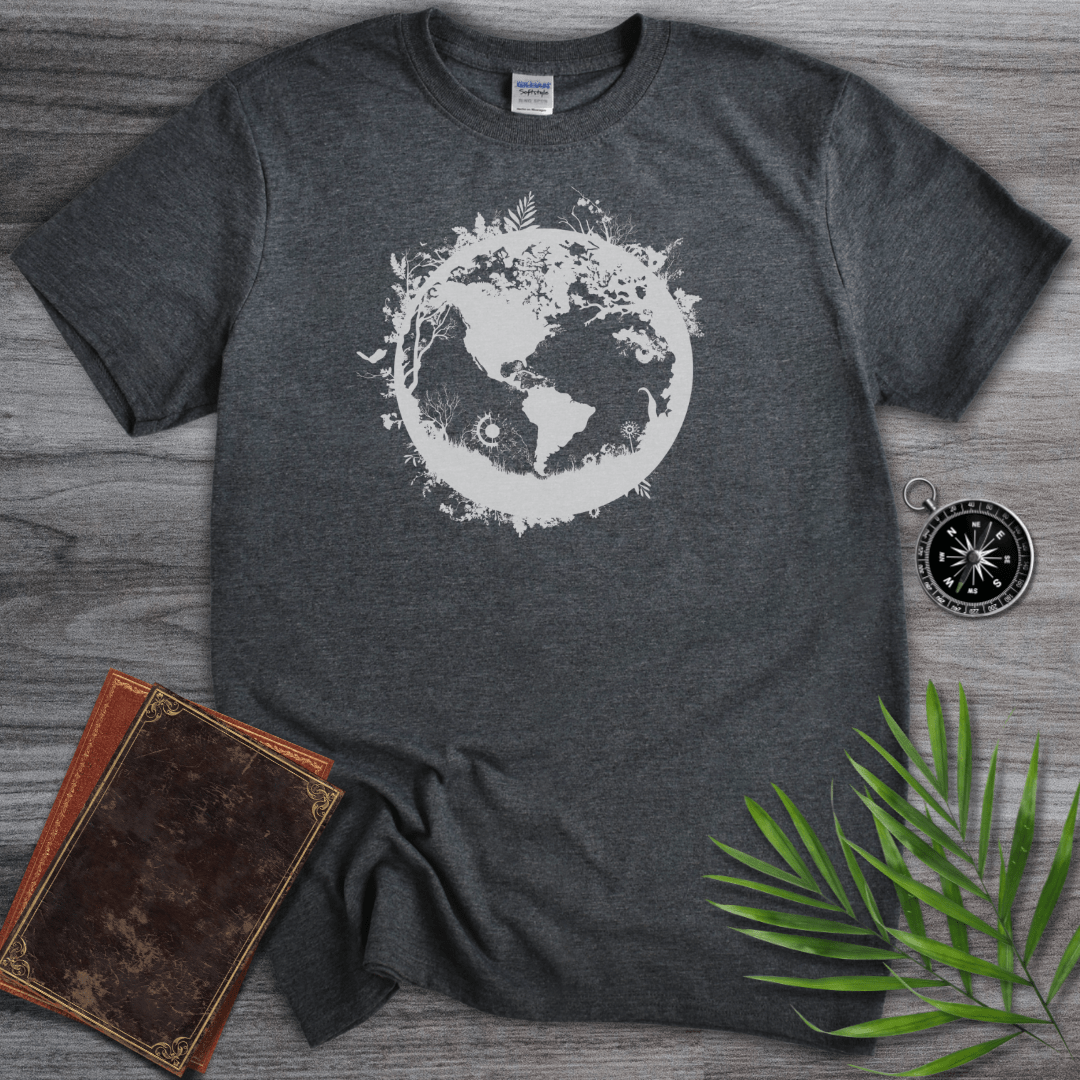 T-Shirt Dark Heather / S Minimalist Black and White Earth Graphic T-Shirt