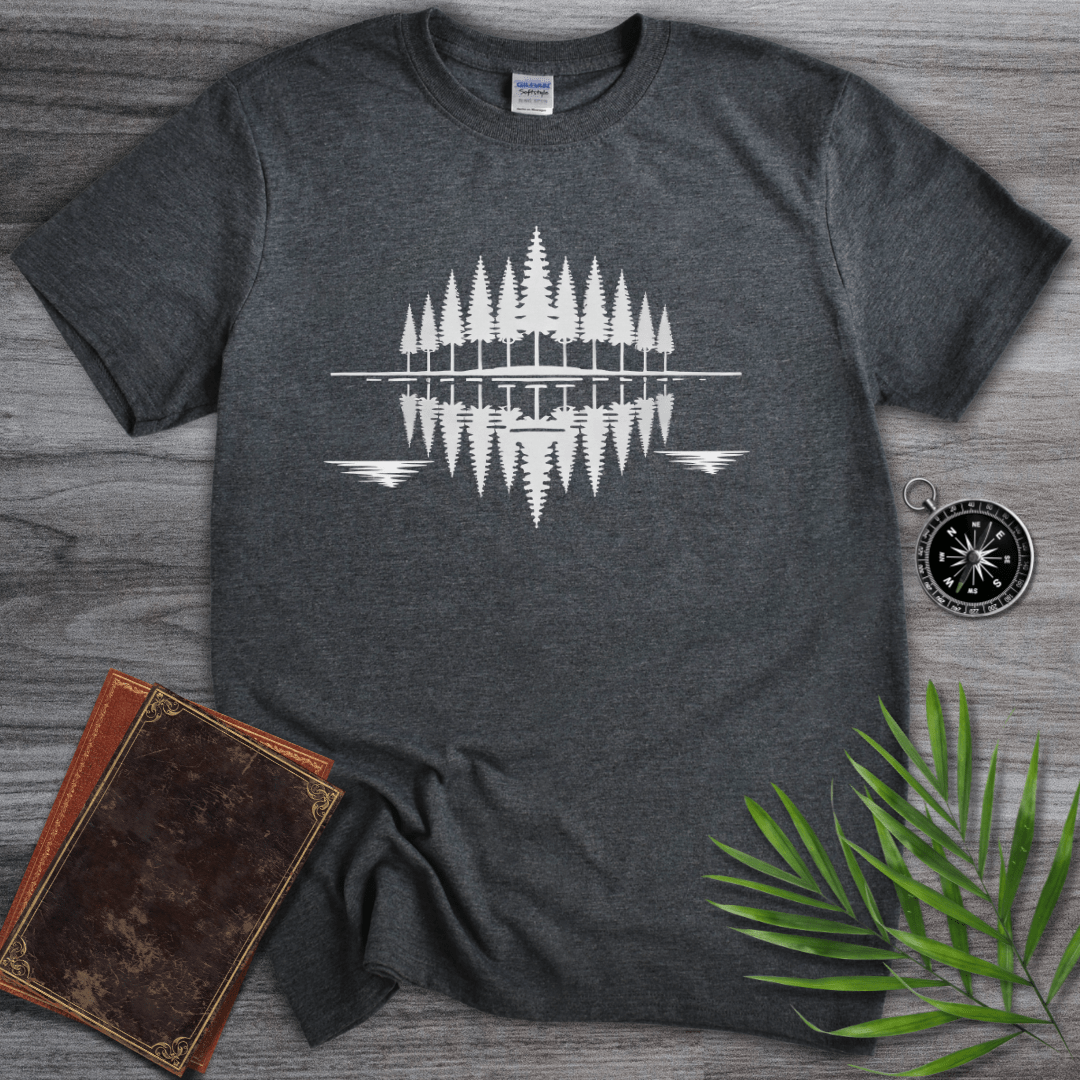 T-Shirt Dark Heather / S Minimalist Pine Tree Reflection T-Shirt