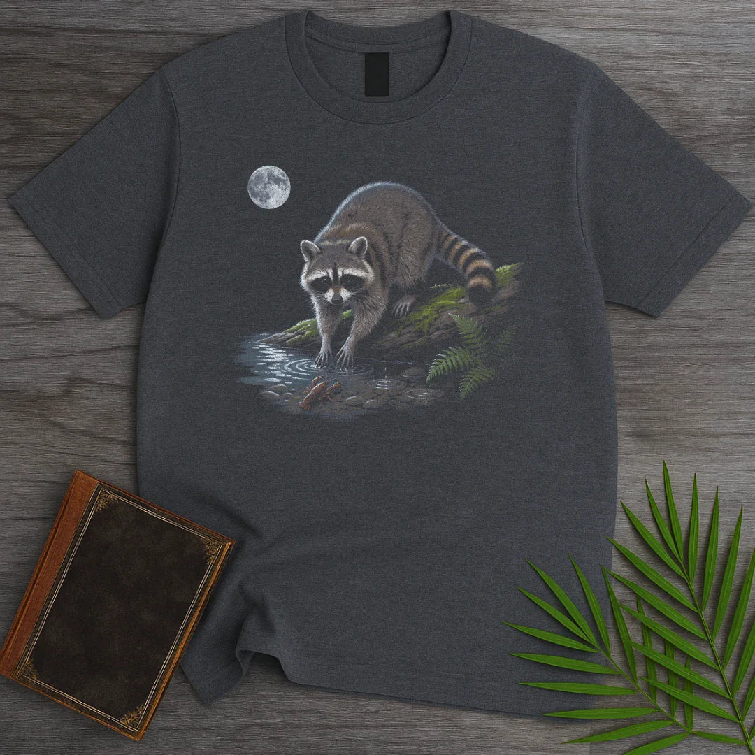 T-Shirt Dark Heather / S Moonlit Creek Raccoon T-Shirt