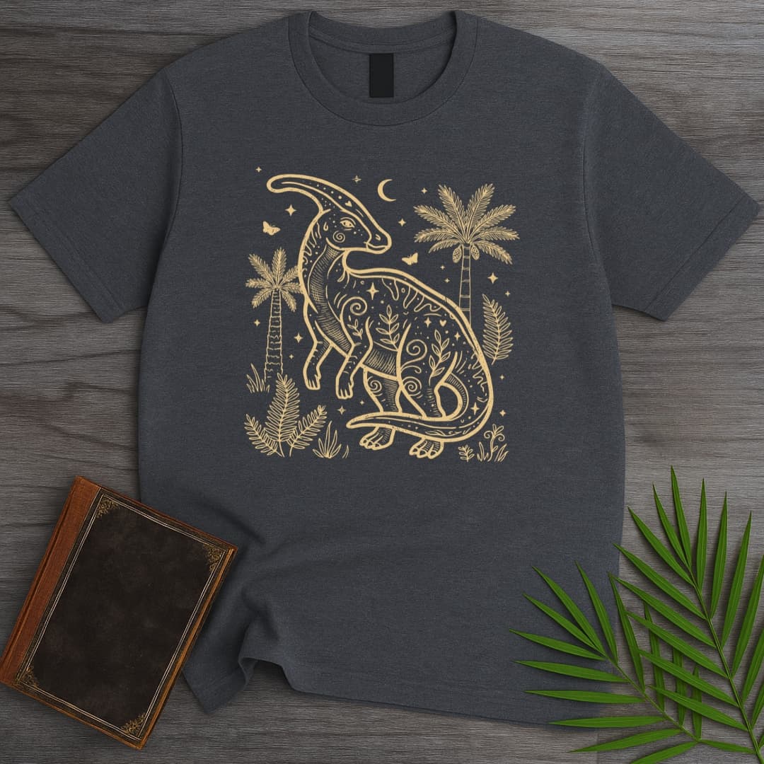 T-Shirt Dark Heather / S Moonlit Parasaurolophus T-Shirt