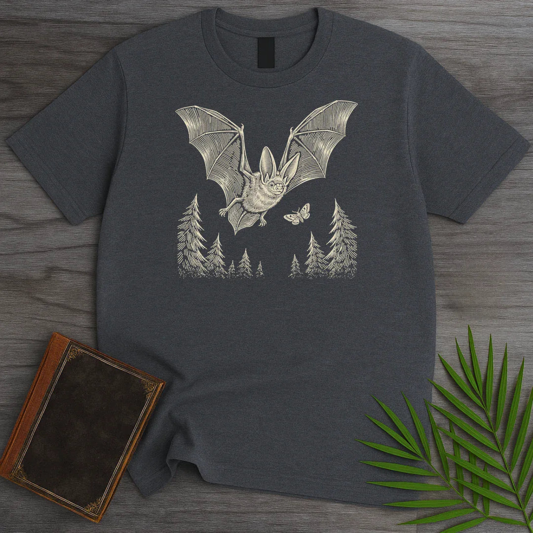 T-Shirt Dark Heather / S Moth Hunter Bat T-Shirt