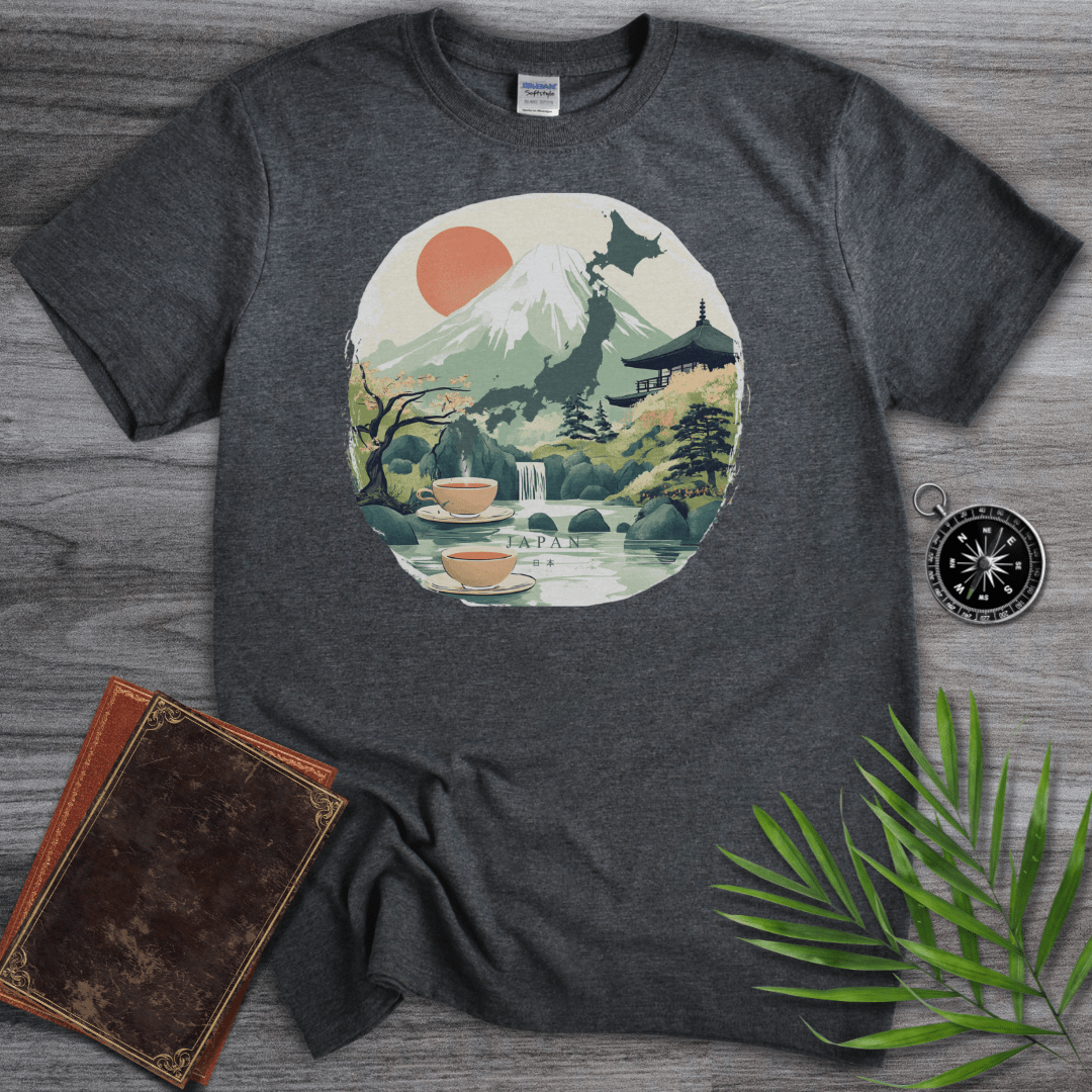 T-Shirt Dark Heather / S Mount Fuji Japan Map Graphic T-Shirt