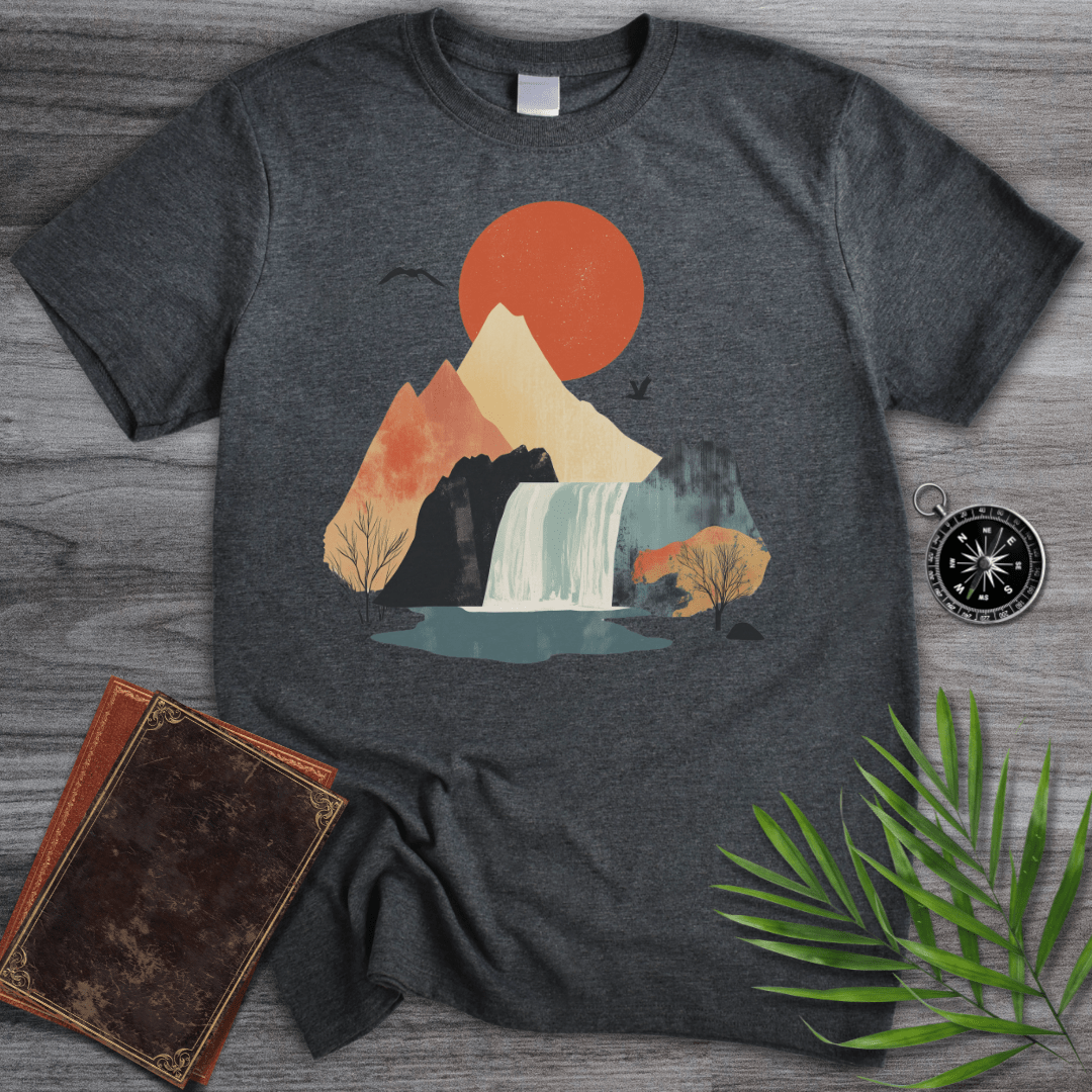 T-Shirt Dark Heather / S Mountain Waterfall Serenity T-Shirt