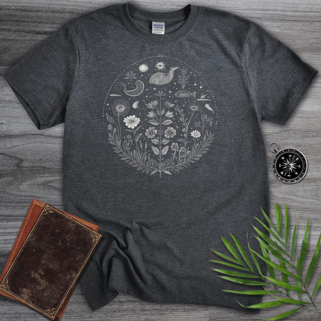 T-Shirt Dark Heather / S Natural Biology: Environment Line Art Graphic T-Shirt