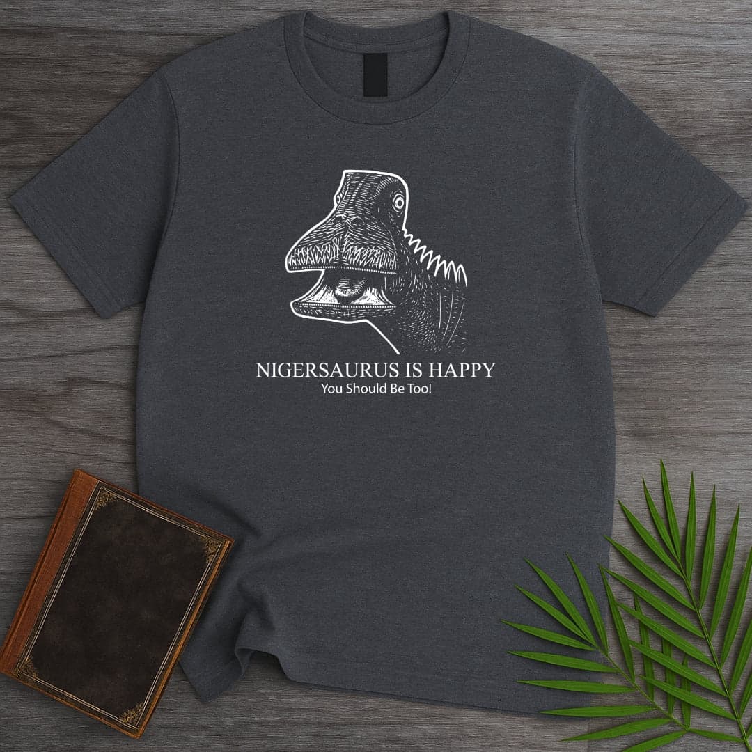 T-Shirt Dark Heather / S Nigersaurus is Happy T-Shirt