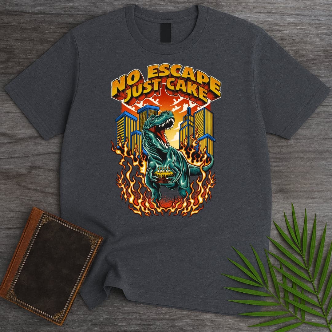 T-Shirt Dark Heather / S No Escape Just Cake T.rex T-Shirt (Akbar Sansa)