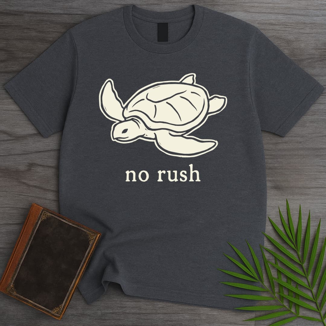 T-Shirt Dark Heather / S No Rush Sea Turtle T-Shirt