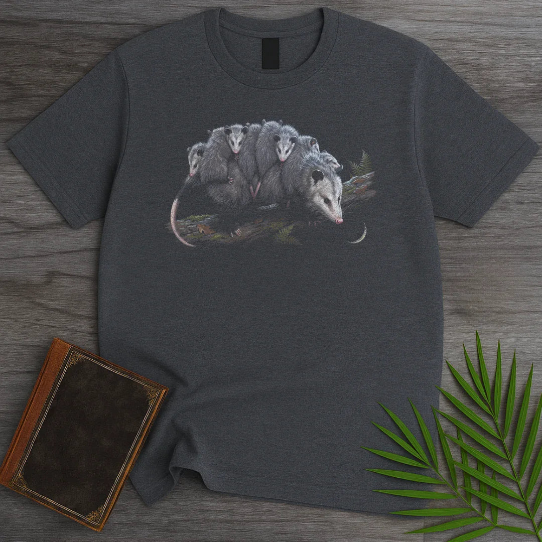 T-Shirt Dark Heather / S Opossum Piggyback Ride T-Shirt
