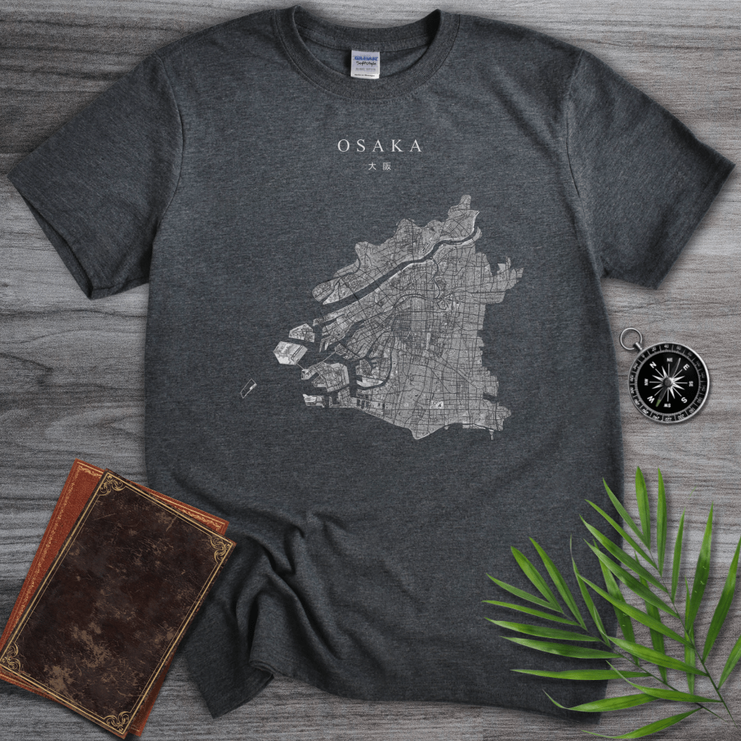 T-Shirt Dark Heather / S Osaka, Japan Map T-Shirt