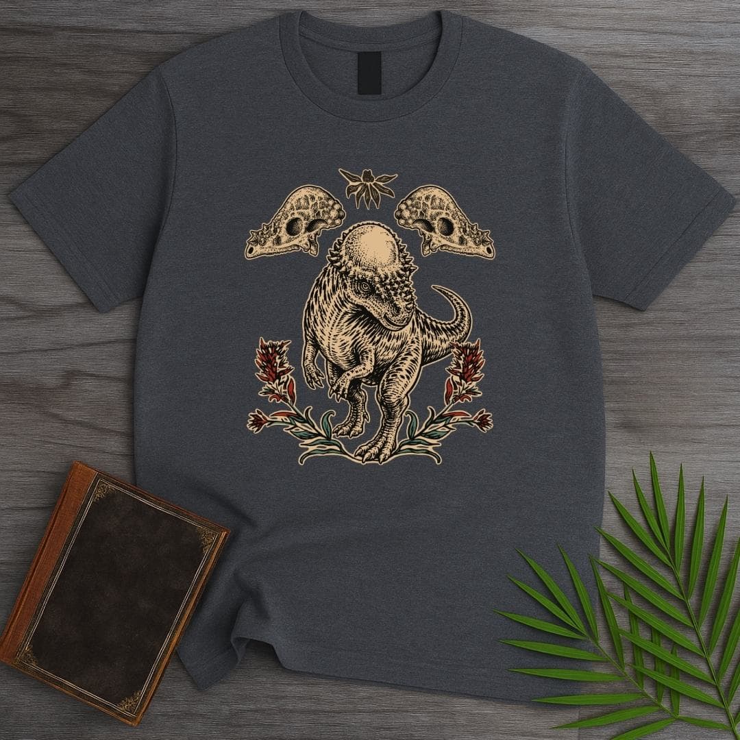 T-Shirt Dark Heather / S Pachycephalosaurus Fossil Bloom T-Shirt