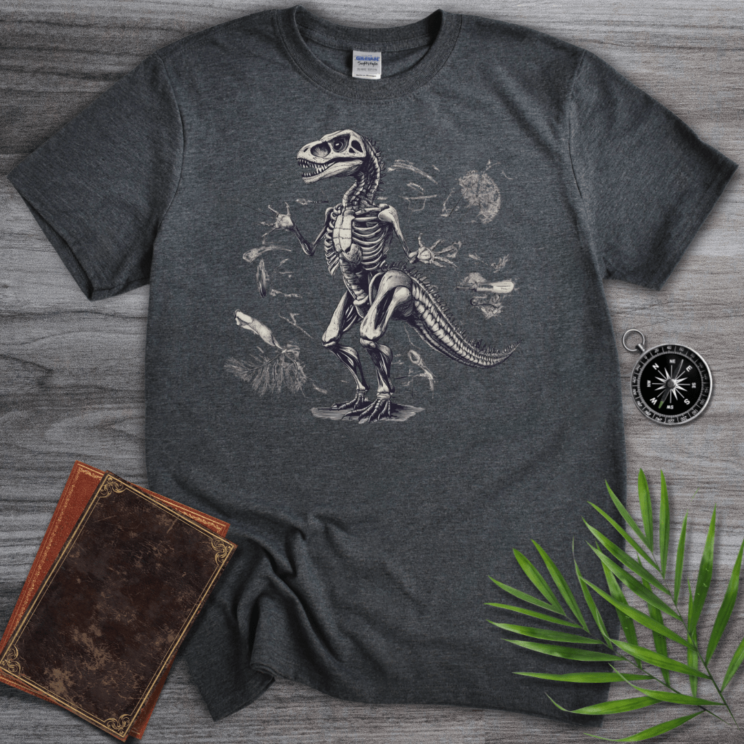 T-Shirt Dark Heather / S Paleontology Dinosaur Skeleton T-Shirt