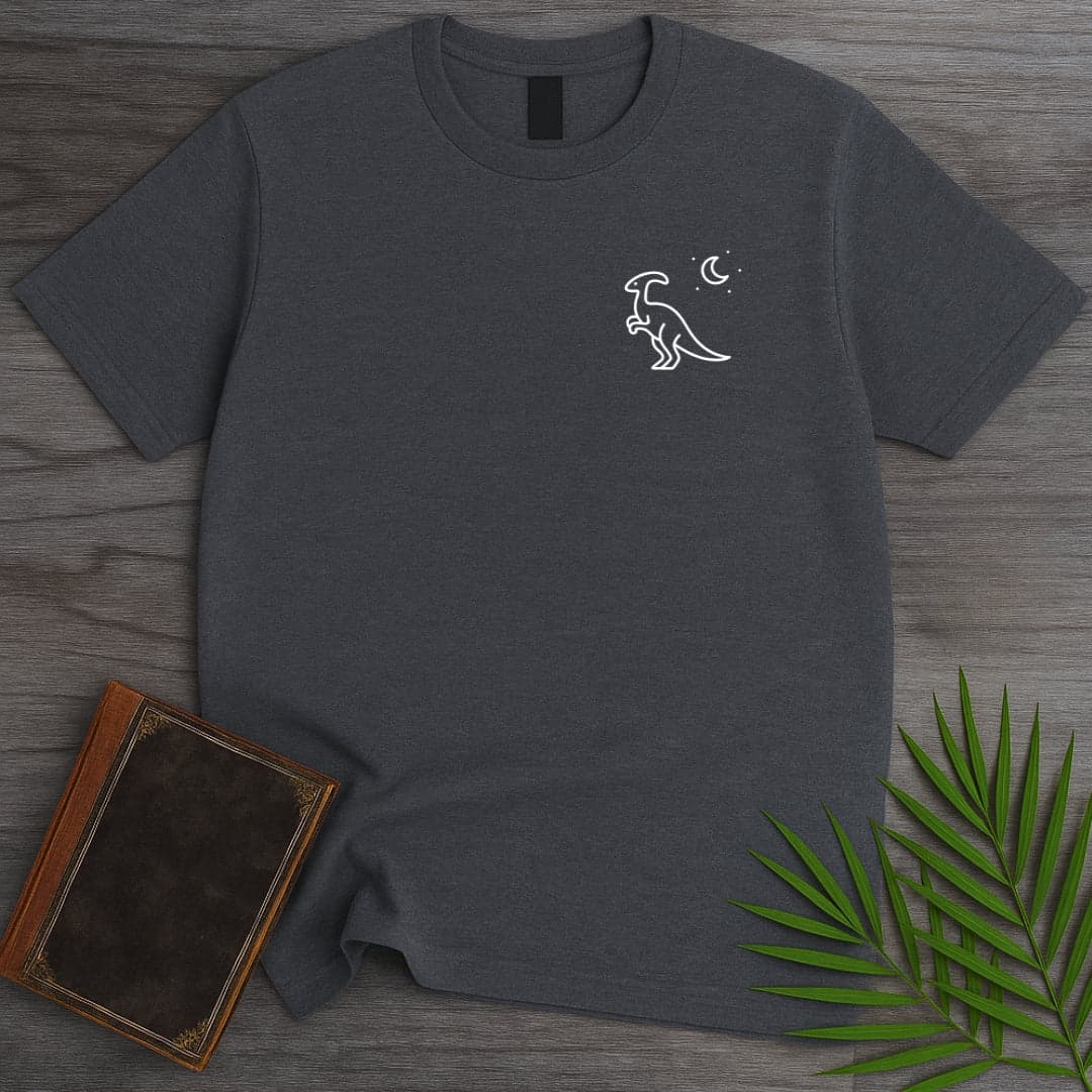 T-Shirt Dark Heather / S Parasaurolophus & Moon T-Shirt
