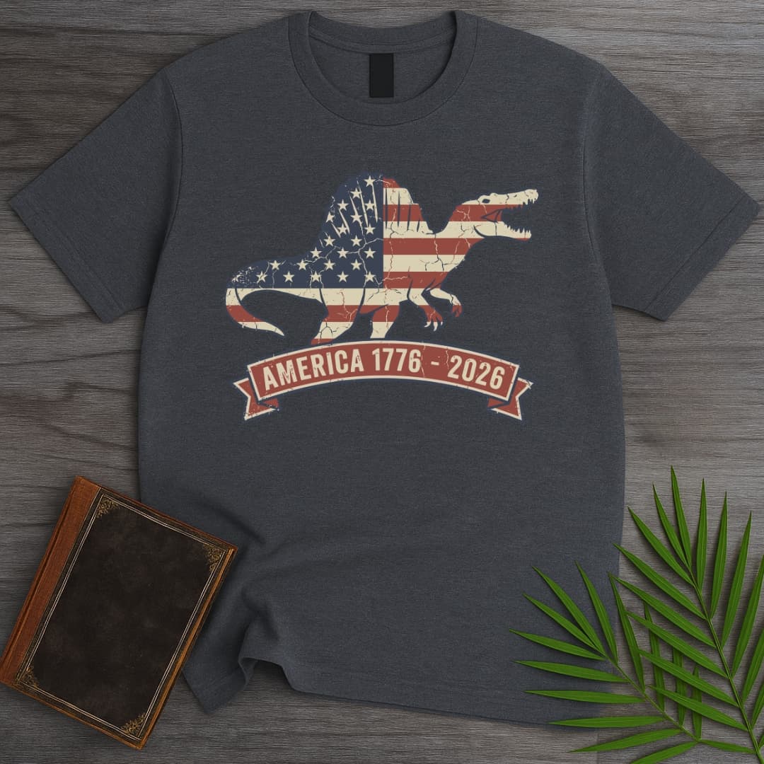 T-Shirt Dark Heather / S Patriotic Spinosaurus Americas 250th T-Shirt