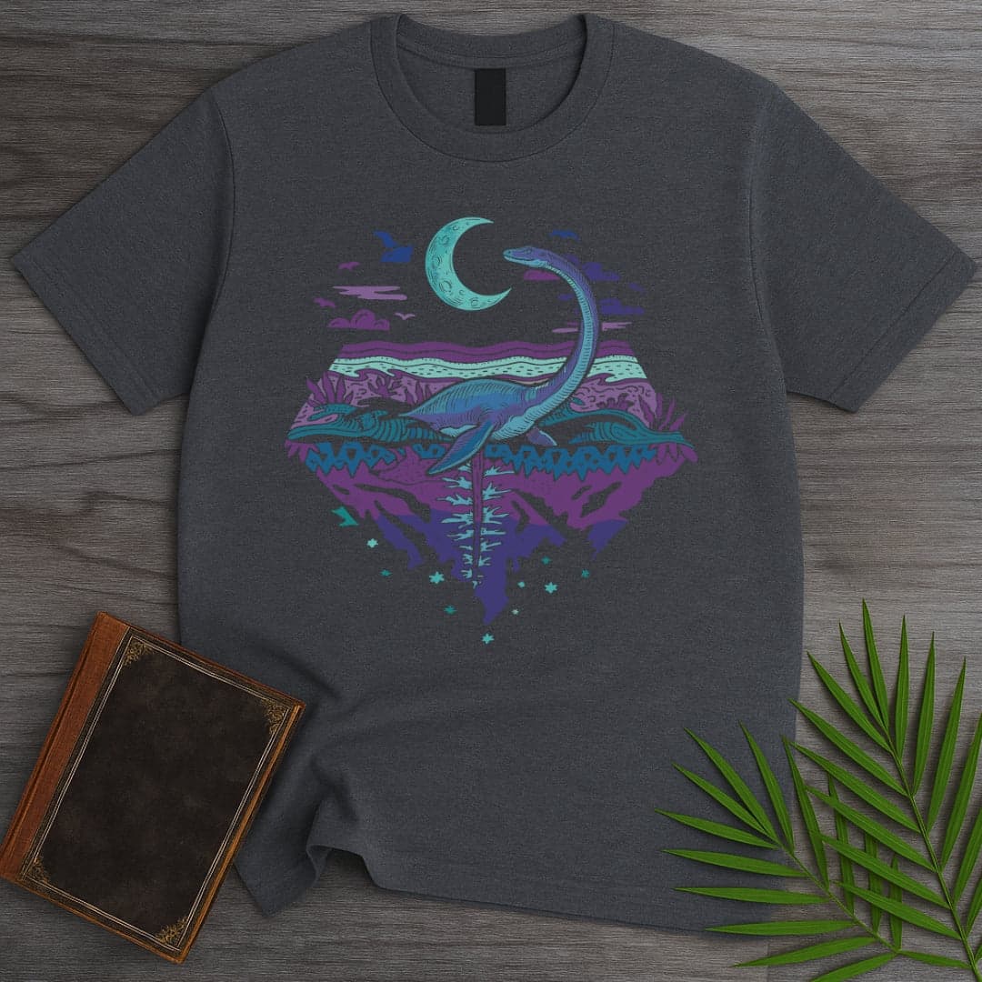 T-Shirt Dark Heather / S Plesiosaurus Moon Gazer T-Shirt