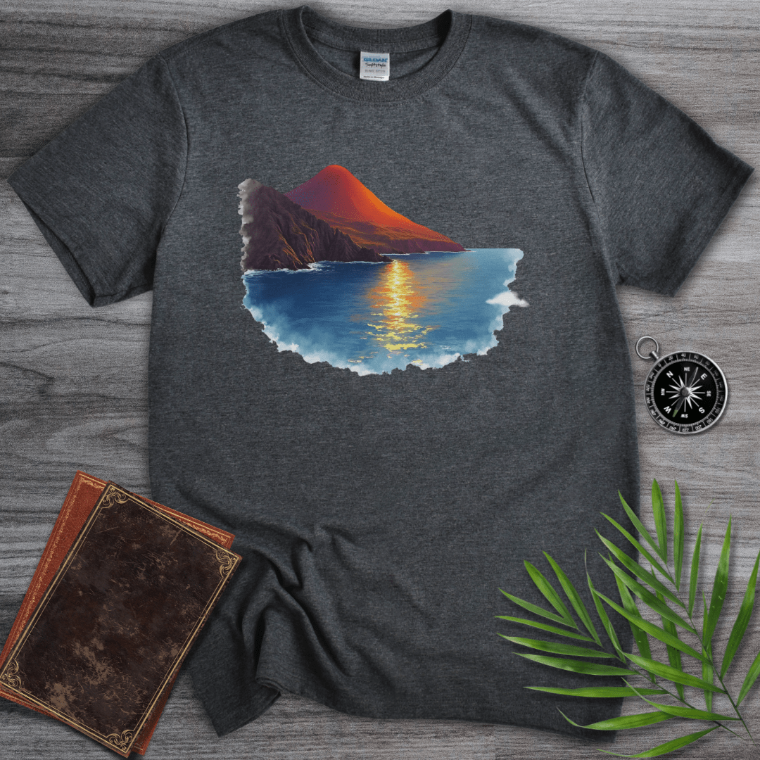 T-Shirt Dark Heather / S Prehistoric Ocean & Volcanic Landscape T-Shirt