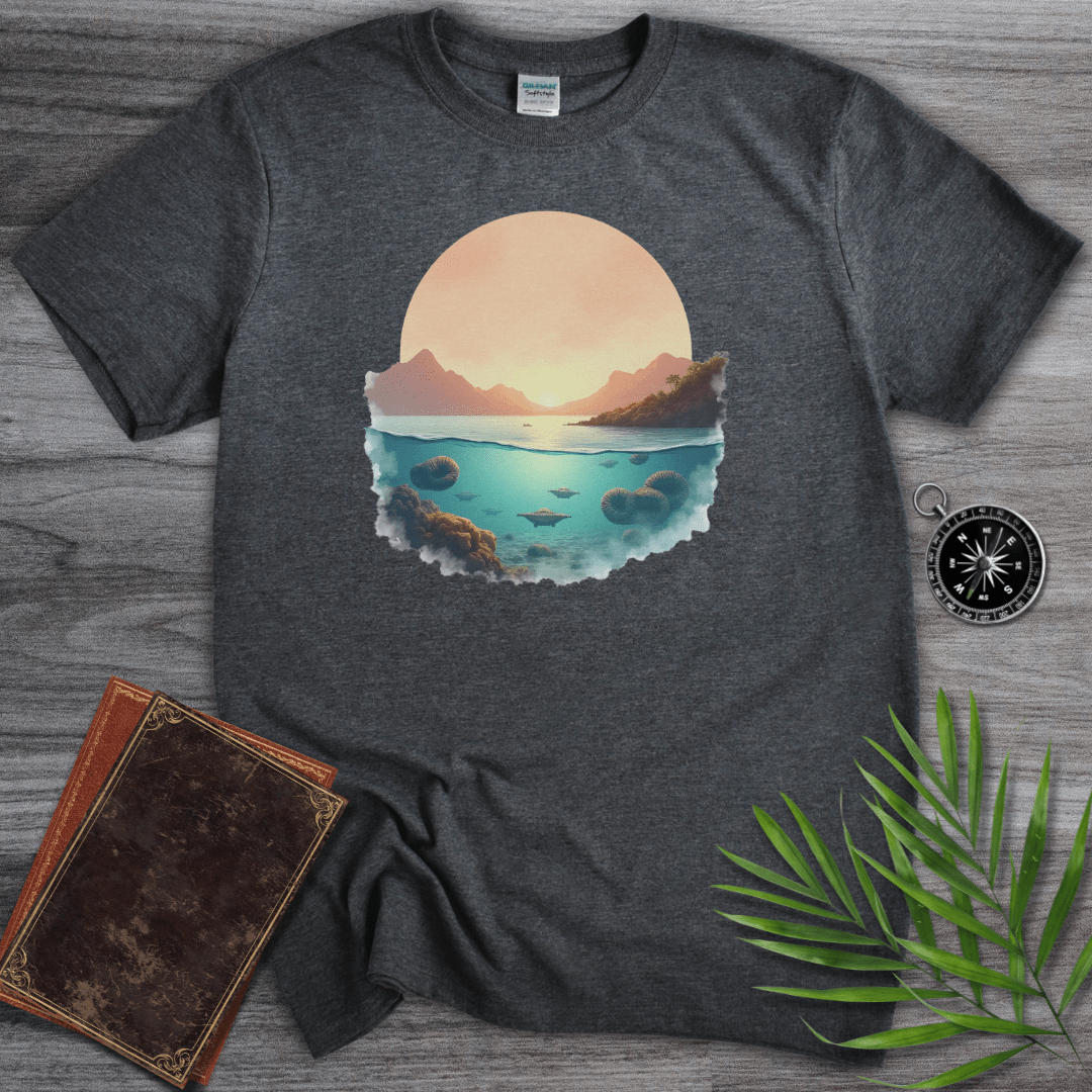 T-Shirt Dark Heather / S Prehistoric Oceanic Landscape T-Shirt