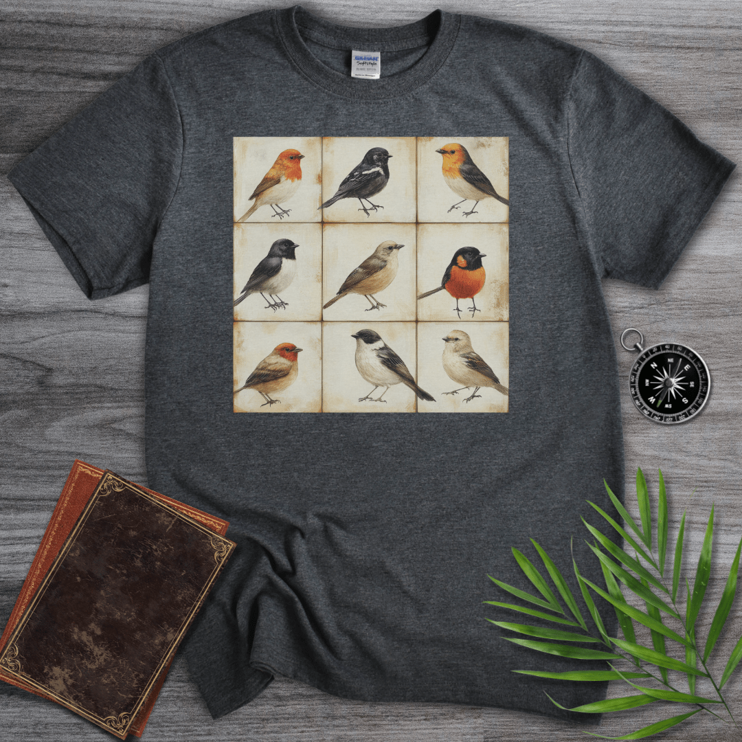 T-Shirt Dark Heather / S Simple Bird Species Grid T-Shirt