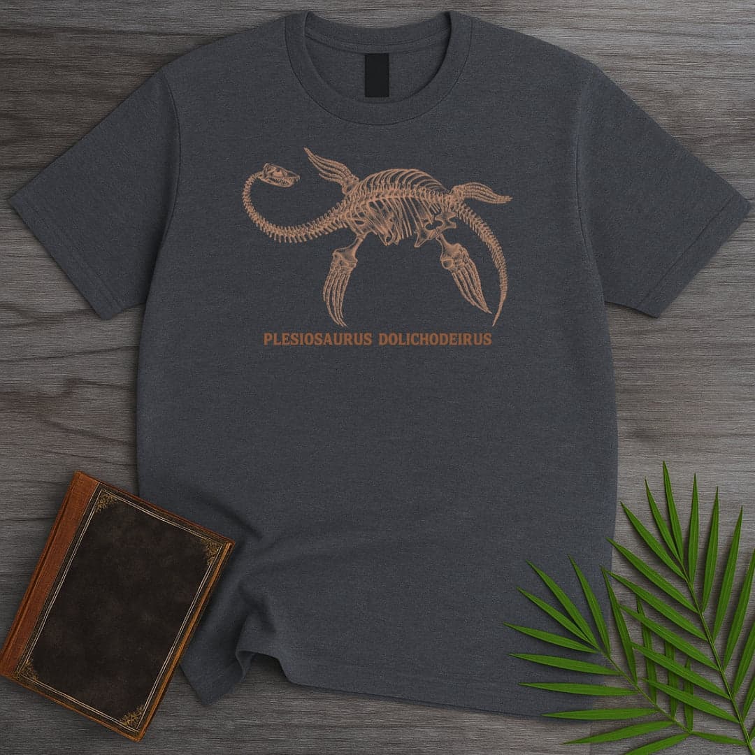T-Shirt Dark Heather / S Simple Plesiosaur Fossil T-Shirt