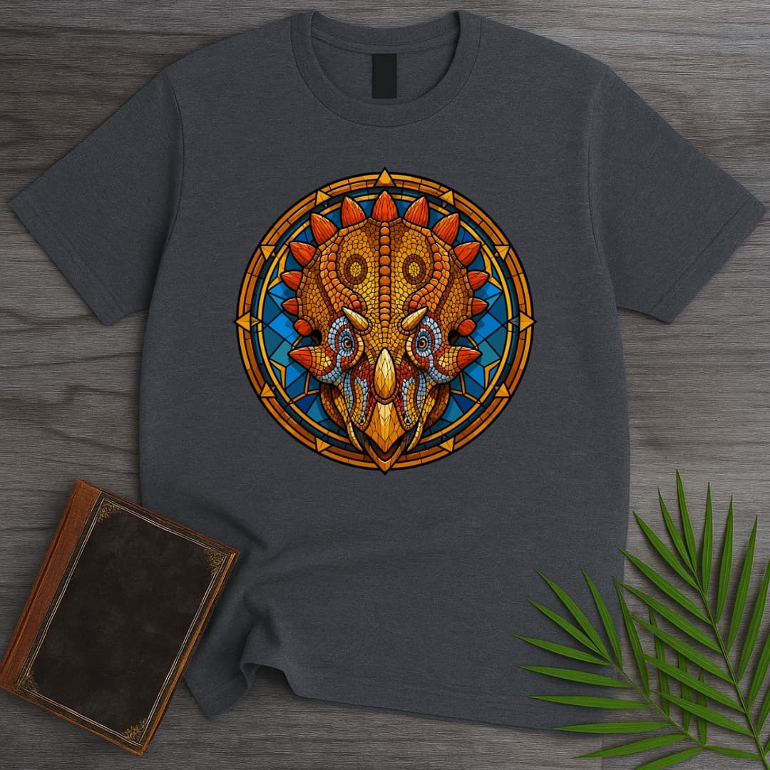 T-Shirt Dark Heather / S Stained Glass Regaliceratops T-Shirt
