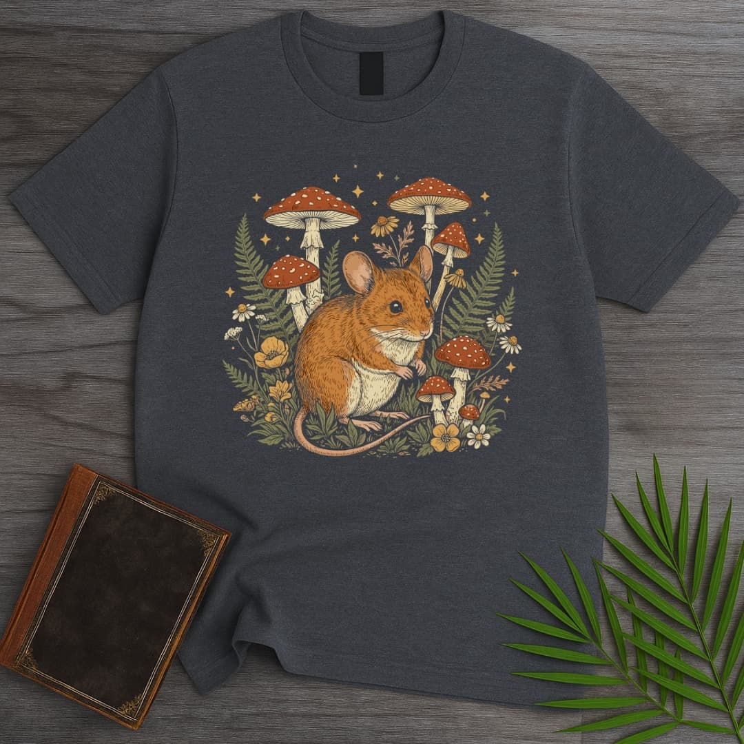 T-Shirt Dark Heather / S Starlit Wildflower Mouse T-Shirt