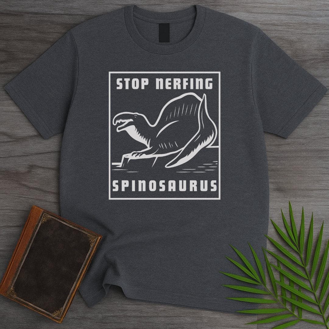 T-Shirt Dark Heather / S Stop Nerfing Spinosaurus T-Shirt