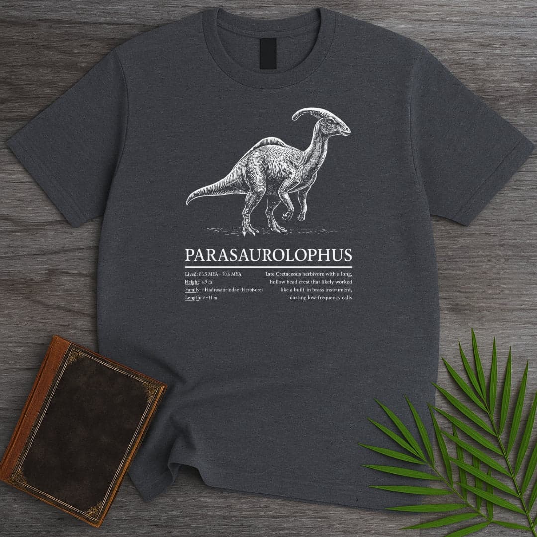 T-Shirt Dark Heather / S The Duck-Billed Parasaurolophus T-Shirt