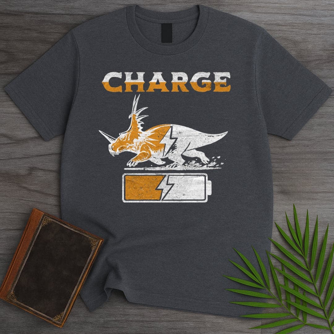T-Shirt Dark Heather / S Vintage Charging Styracosaurus T-Shirt