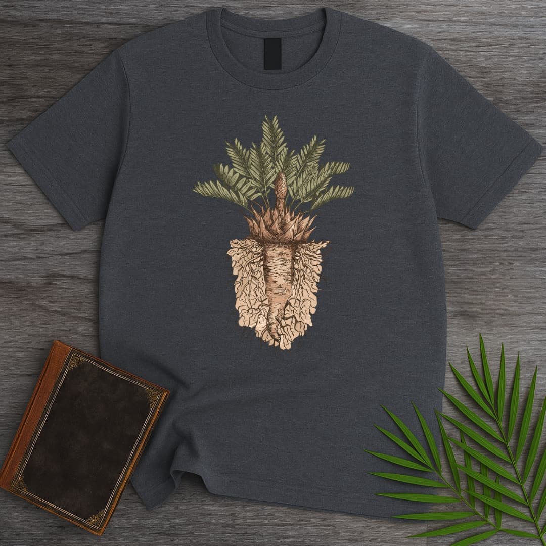 T-Shirt Dark Heather / S Vintage Cycad Paleobotany T-Shirt