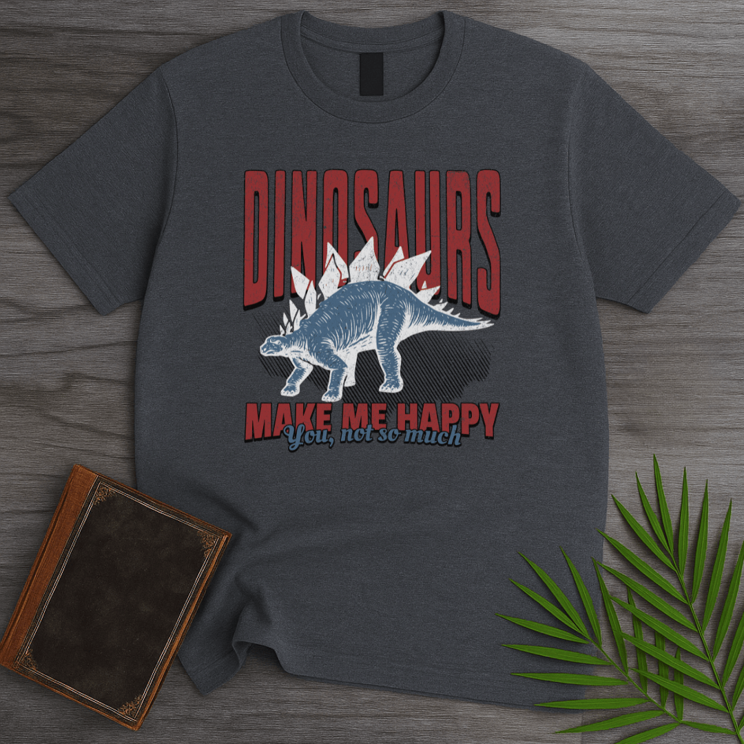 T-Shirt Dark Heather / S Vintage Dinosaurs Make Me Happy T-Shirt
