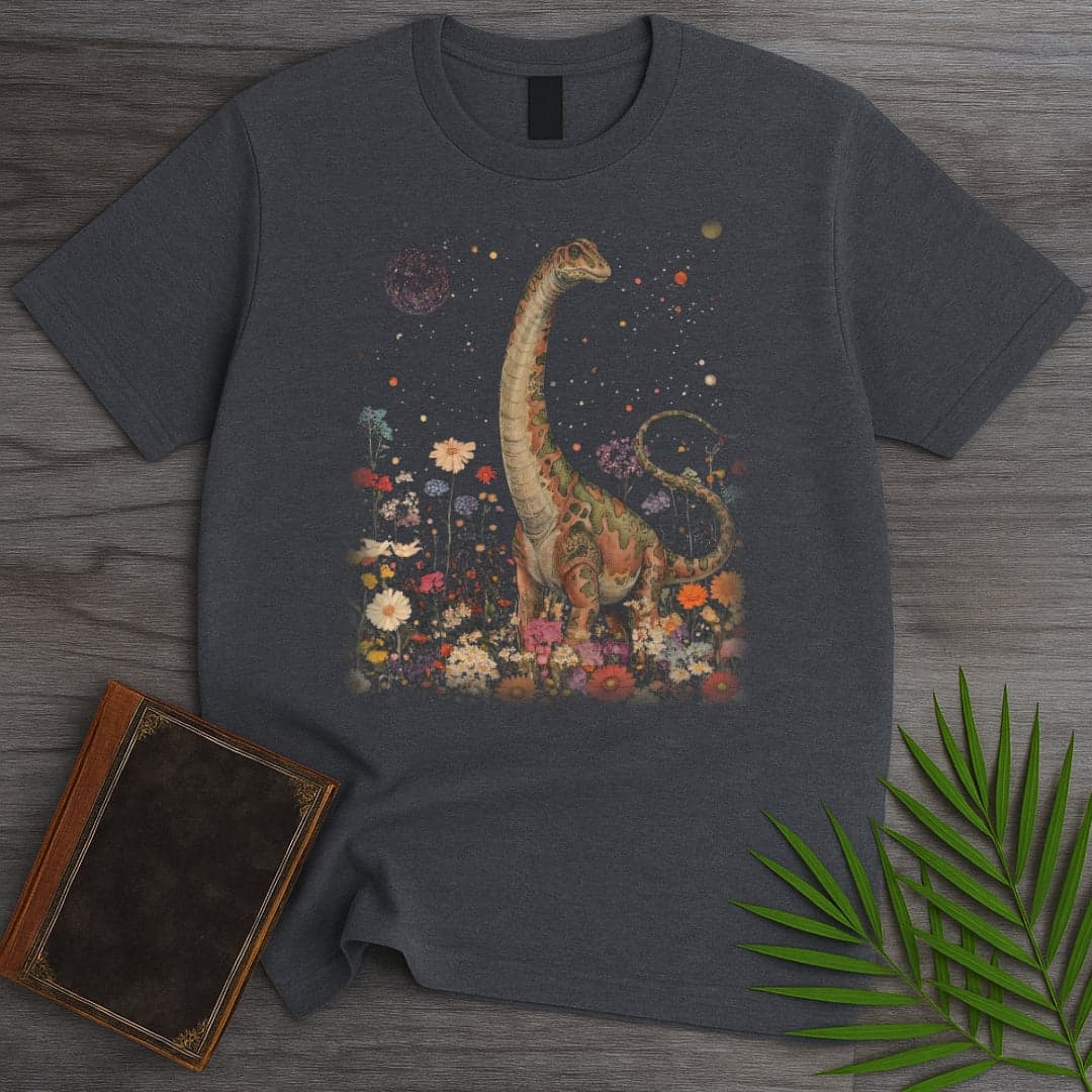 T-Shirt Dark Heather / S Vintage Floral Diplodocus T-Shirt