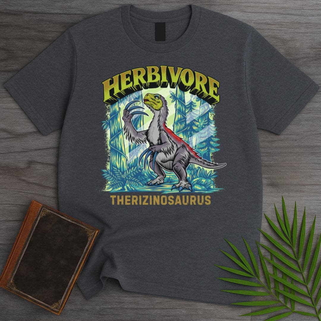 T-Shirt Dark Heather / S Vintage Herbivore Therizinosaurus T-Shirt (Akbar Sansa)