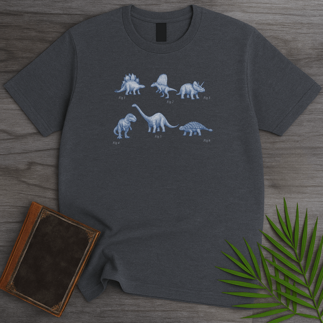 T-Shirt Dark Heather / S Vintage Scientific Dinosaur Figures T-Shirt