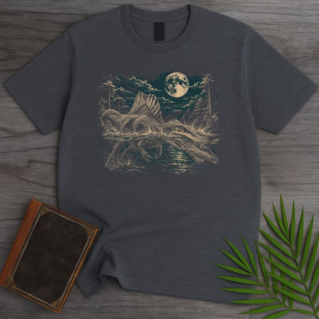 T-Shirt Dark Heather / S Vintage Spinosaurus Night Hunt T-Shirt