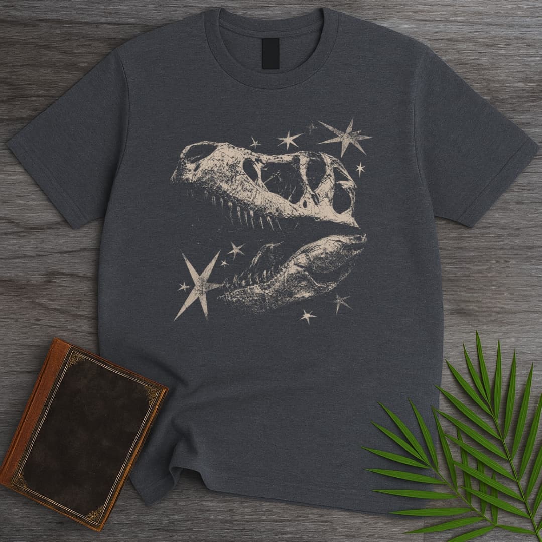 T-Shirt Dark Heather / S Vintage Y2K T.rex Skull T-Shirt