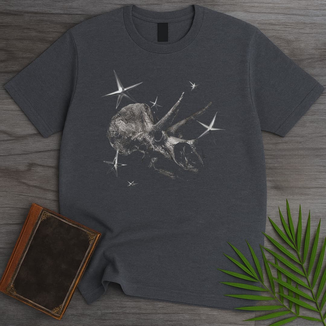 T-Shirt Dark Heather / S Vintage Y2K Triceratops Skull T-Shirt