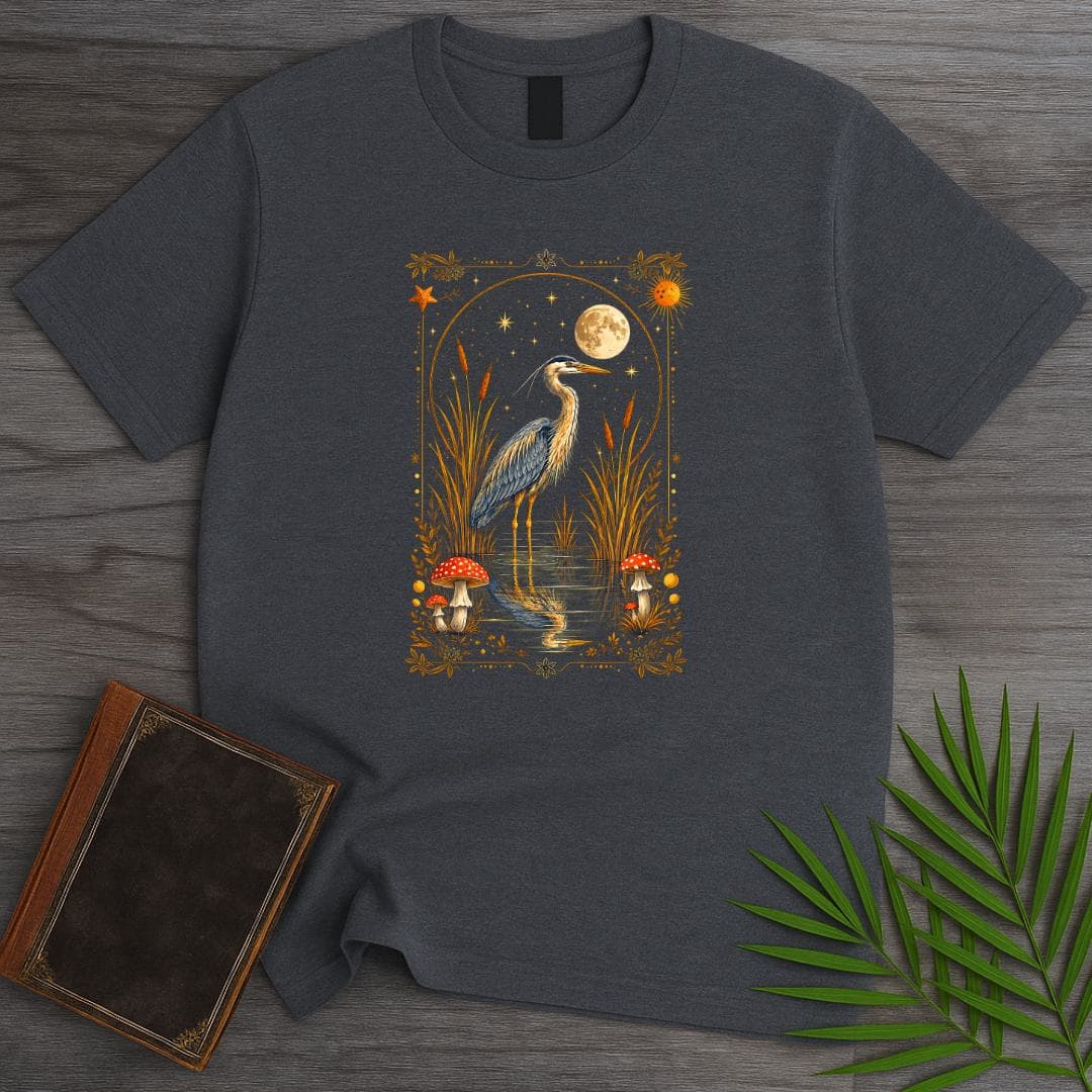 T-Shirt Dark Heather / S Woodland Heron Card T-Shirt
