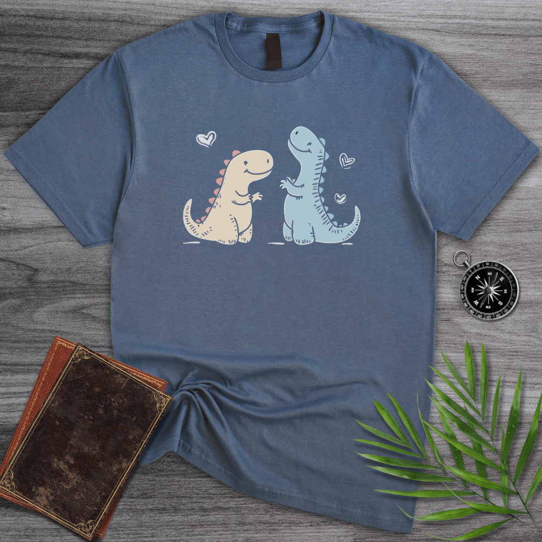 T-Shirt Heather Indigo / S Adorable Dinosaur Love Duo T-Shirt