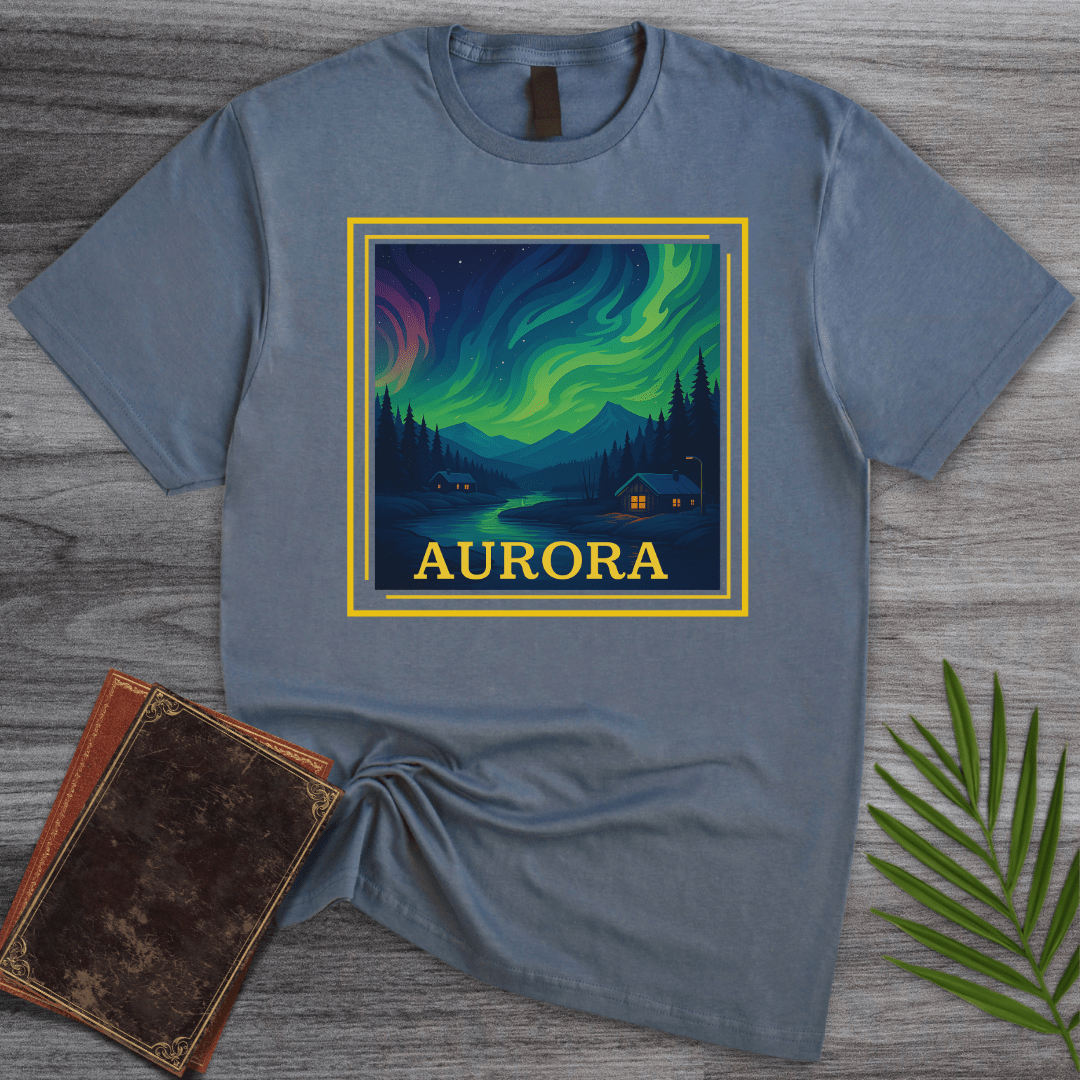 T-Shirt Heather Indigo / S Aurora Borealis, Northern Nightscape T-Shirt