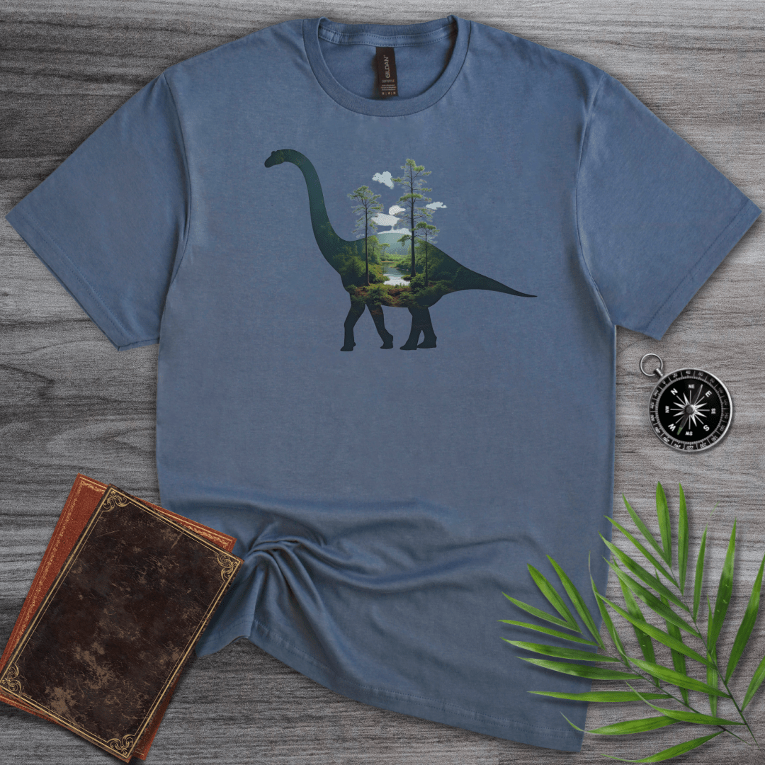 T-Shirt Heather Indigo / S Brachiosaurus Environment Silhouette T-Shirt