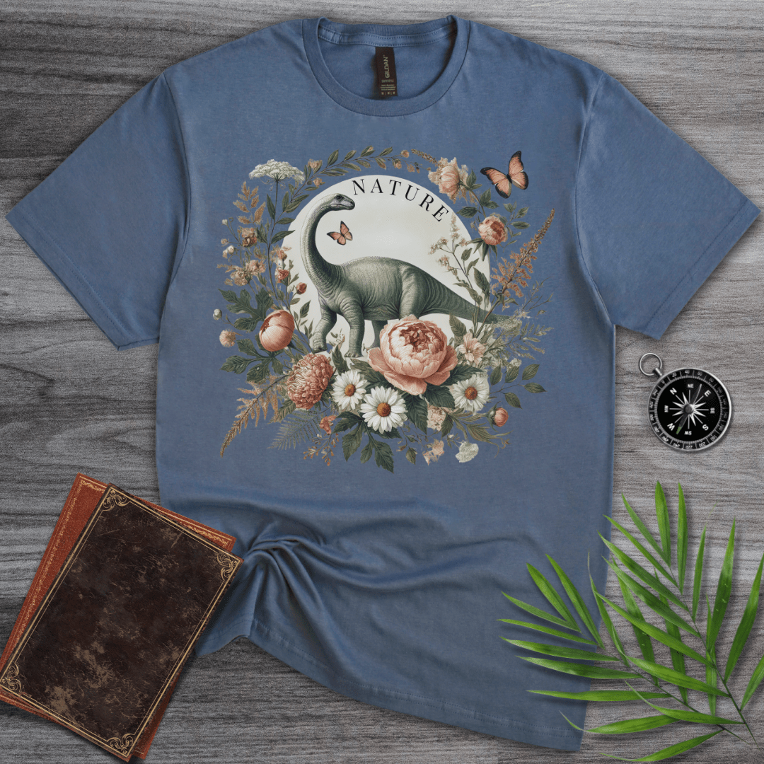 T-Shirt Heather Indigo / S Brachiosaurus Nature Graphic T-Shirt