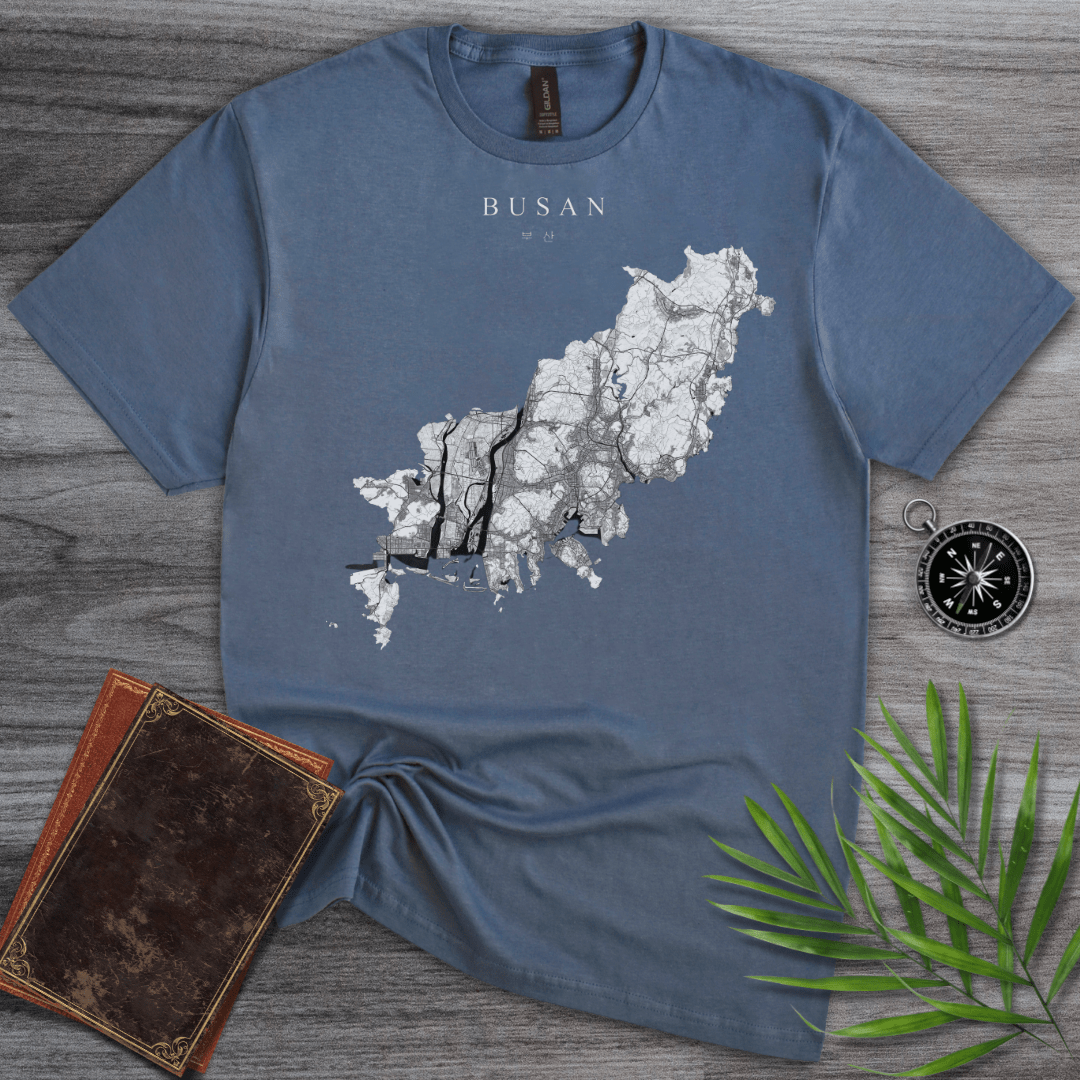 T-Shirt Heather Indigo / S Busan South Korea Map T-Shirt