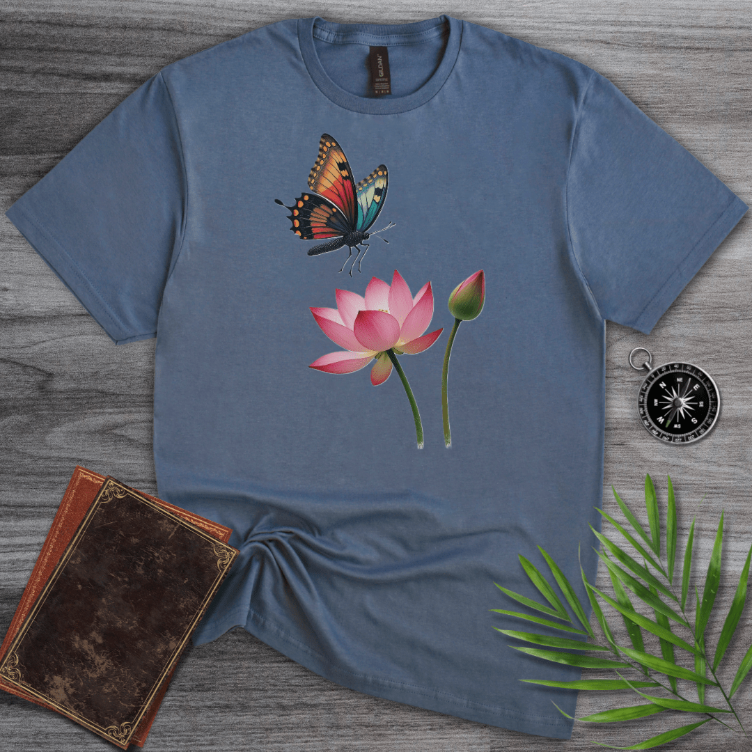 T-Shirt Heather Indigo / S Butterfly Blooms T-Shirt