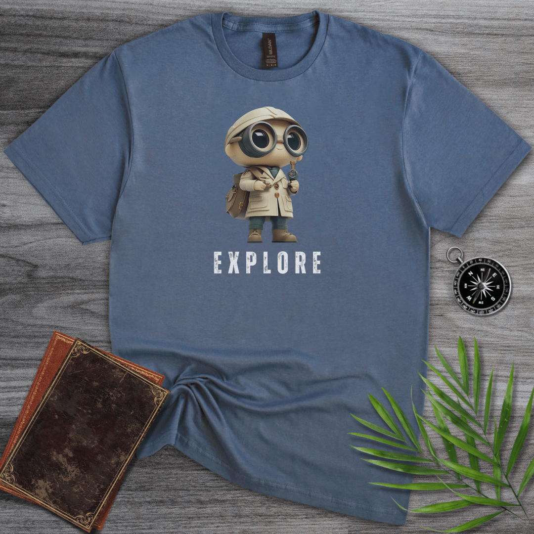 T-Shirt Heather Indigo / S Cute Exploration Character Graphic T-Shirt