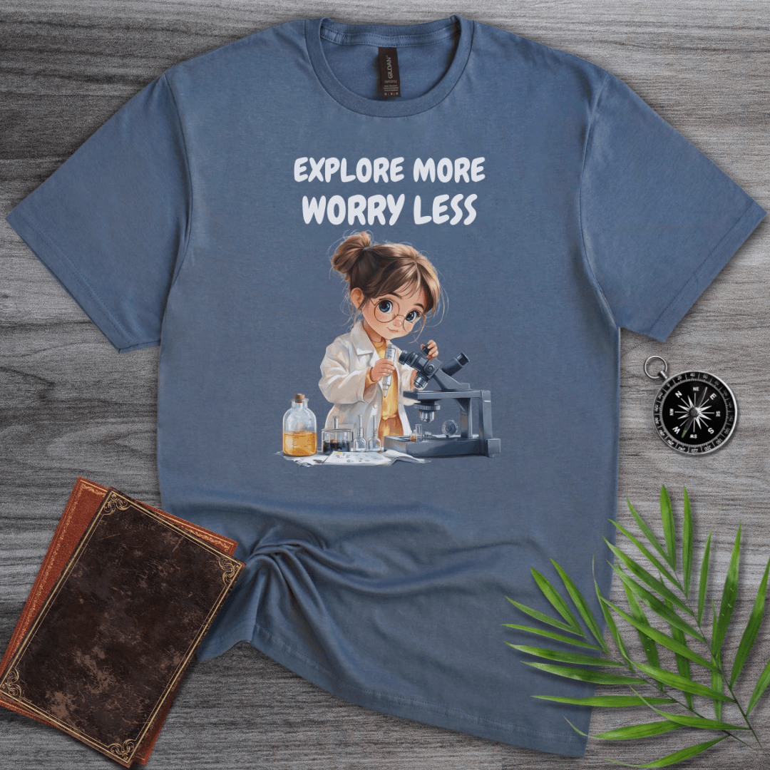 T-Shirt Heather Indigo / S Explore More, Worry Less Science T-Shirt