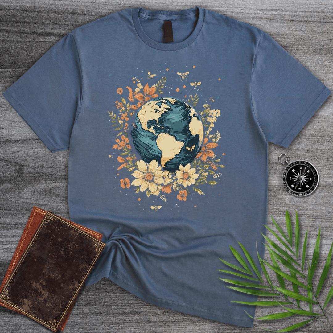 T-Shirt Heather Indigo / S Floral Earth Harmony Graphic T-Shirt